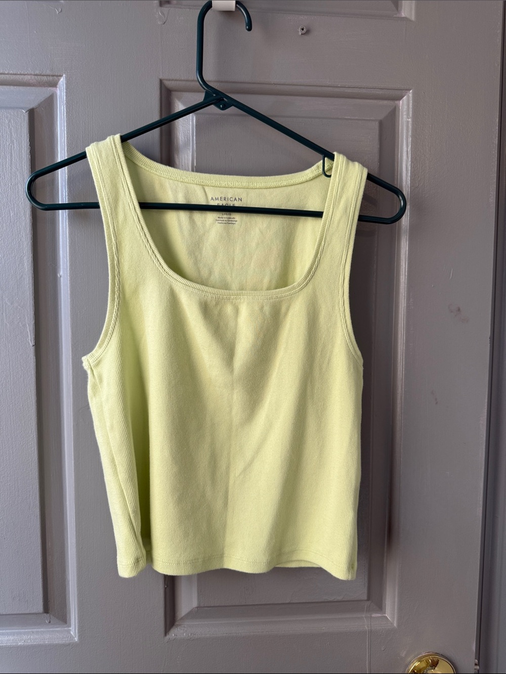 American Eagle Outfitters Pale Yellow Ribbed Crop Tank